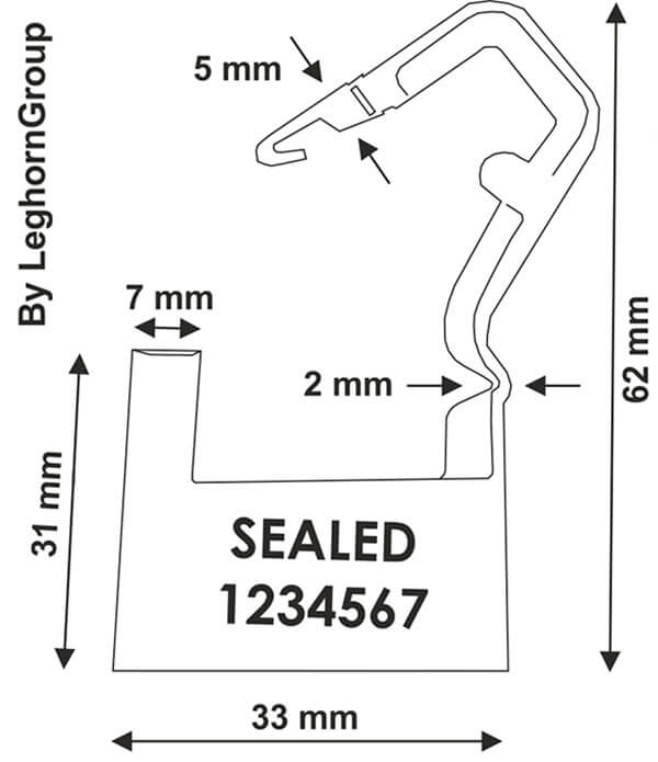 Sigilli di sicurezza a lucchetto disegno tecnico