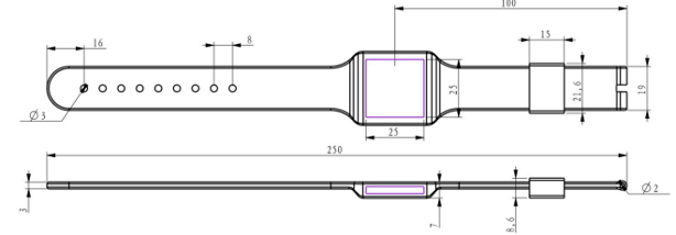 braccialetto silicone rfid uhf raggio lungo LGWS12 disegno